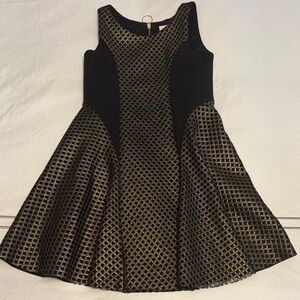 Zoe Ltd Girls Black and Gold Fit-and-Flare Dress